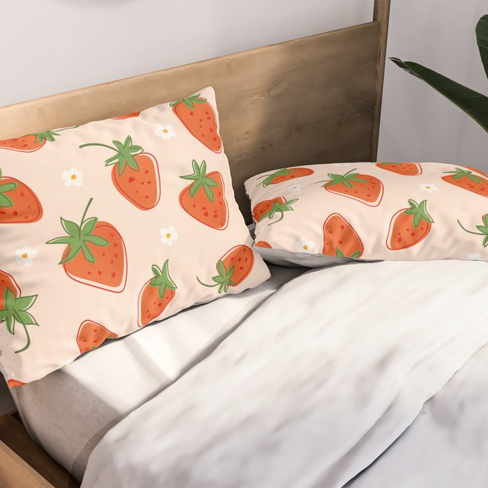 Red Strawberries Pattern Pillow Sham Gallery Image 2