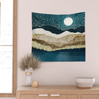 Starlit Mountain Lake Wall Tapestry Gallery Image 2