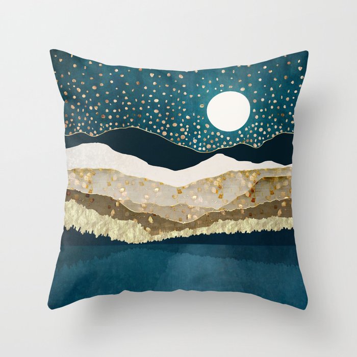 Starlit Mountain Lake Throw Pillow Gallery Image 6