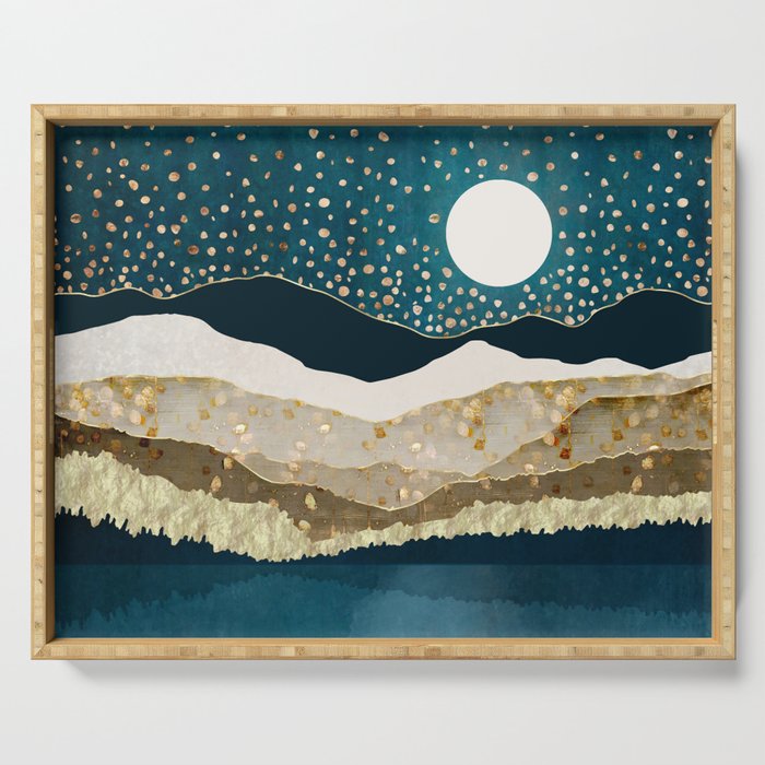 Starlit Mountain Lake Serving Tray Gallery Image 1