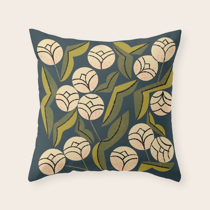 Ivory Blooms Throw Pillow Gallery Image 1