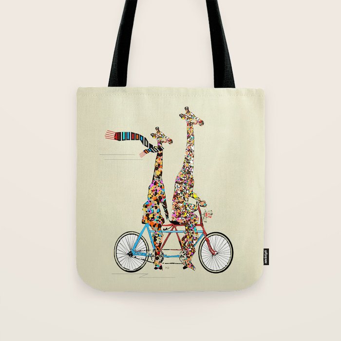giraffe days lets tandem Tote Bag Gallery Image 1