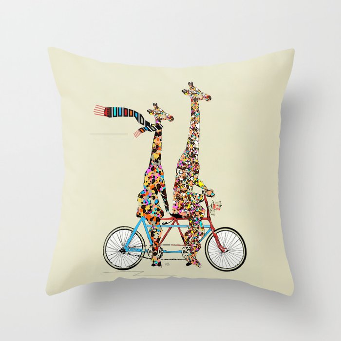 giraffe days lets tandem Throw Pillow Gallery Image 6
