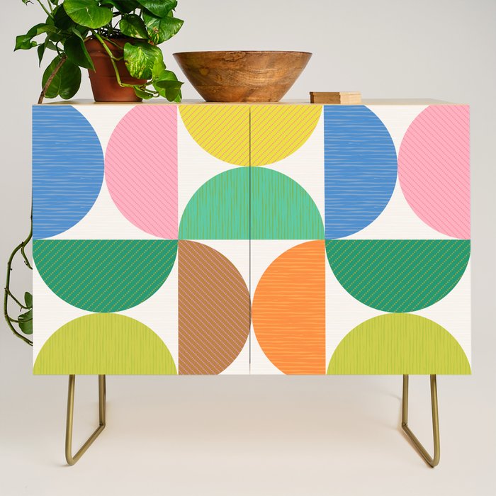 Mid Century Modern Shapes - Multi Color Credenza Gallery Image 1