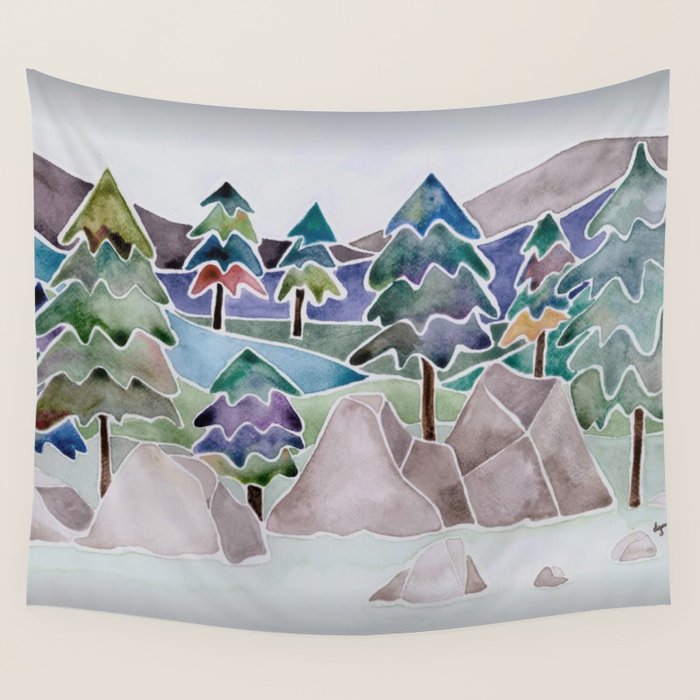Evergreens in the Hills Wall Tapestry Gallery Image 1