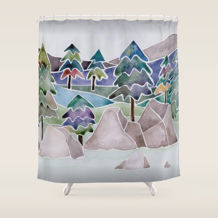 Evergreens in the Hills Shower Curtain Gallery Image 1
