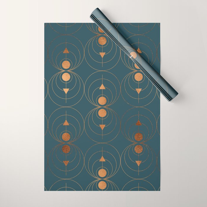 Copper Art Deco on Emerald Wrapping Paper Gallery Image 1