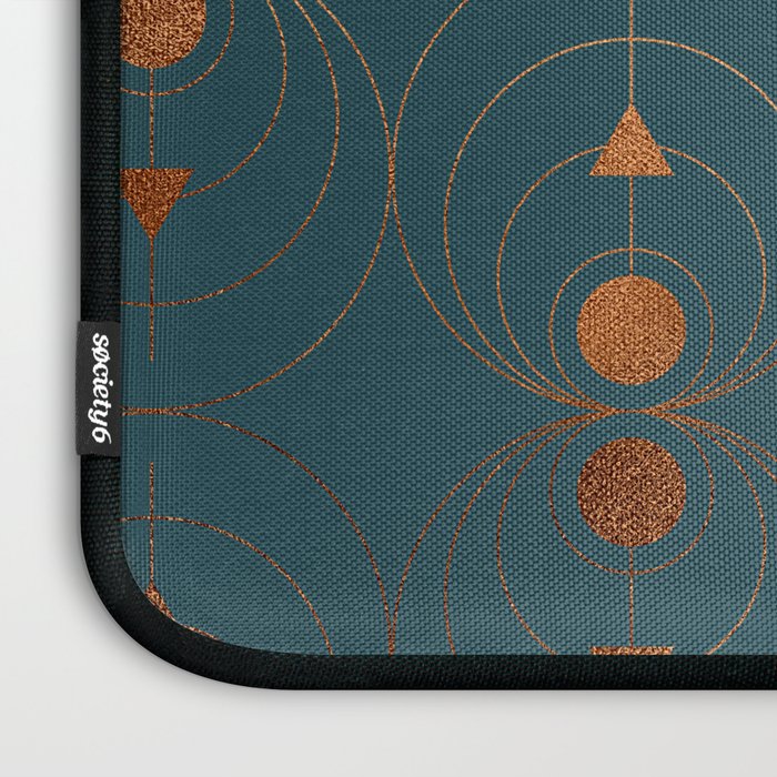 Copper Art Deco on Emerald Laptop Sleeve Gallery Image 3