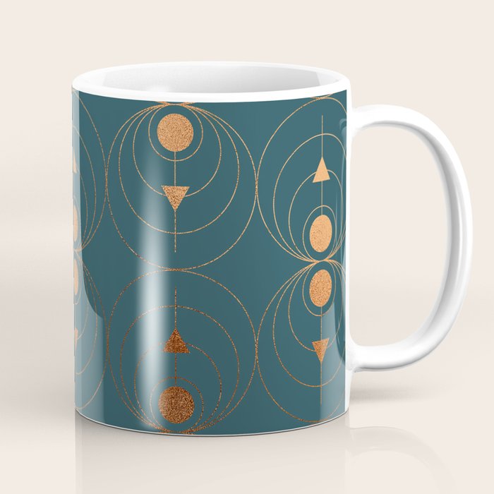 Copper Art Deco on Emerald Coffee Mug Gallery Image 1