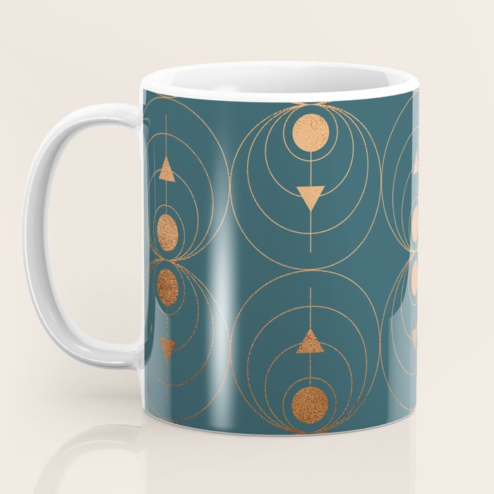 Copper Art Deco on Emerald Coffee Mug Gallery Image 3
