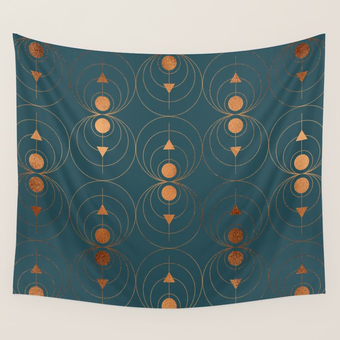 Copper Art Deco on Emerald Wall Tapestry Gallery Image 4