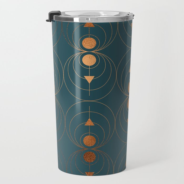 Copper Art Deco on Emerald Travel Mug Gallery Image 3