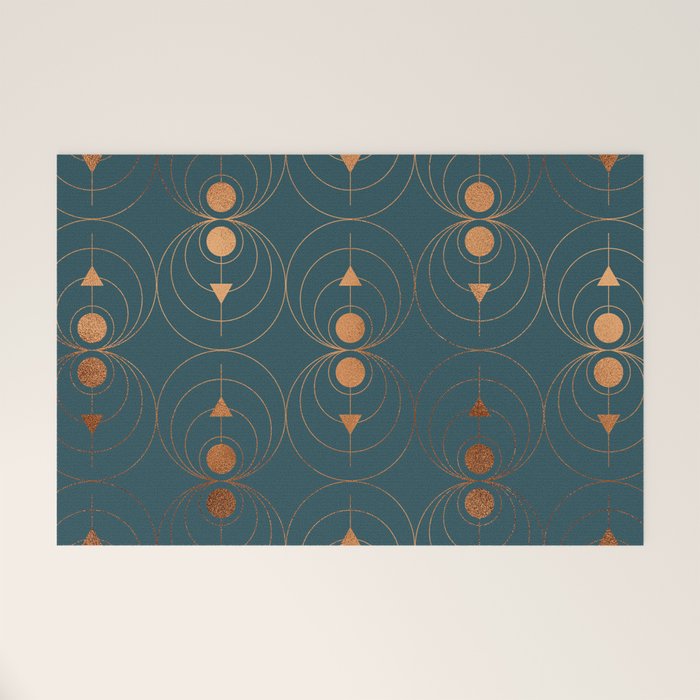 Copper Art Deco on Emerald Welcome Mat Gallery Image 1