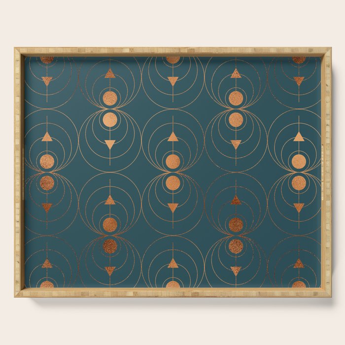 Copper Art Deco on Emerald Serving Tray Gallery Image 1