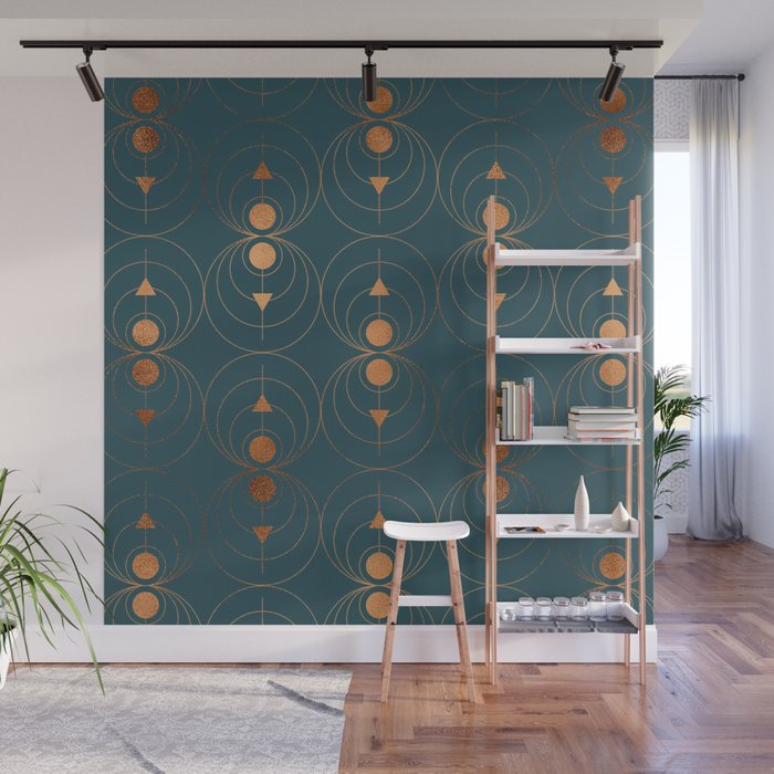 Copper Art Deco on Emerald Wall Mural Gallery Image 1