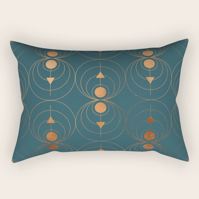 Copper Art Deco on Emerald Rectangular Pillow Gallery Image 1