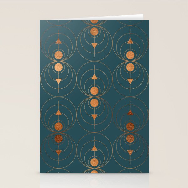 Copper Art Deco on Emerald Stationery Card Gallery Image 1