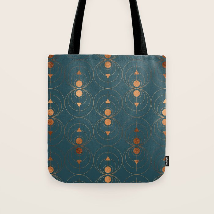 Copper Art Deco on Emerald Tote Bag Gallery Image 1