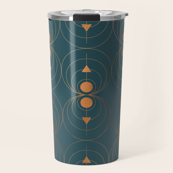 Copper Art Deco on Emerald Travel Mug Gallery Image 1
