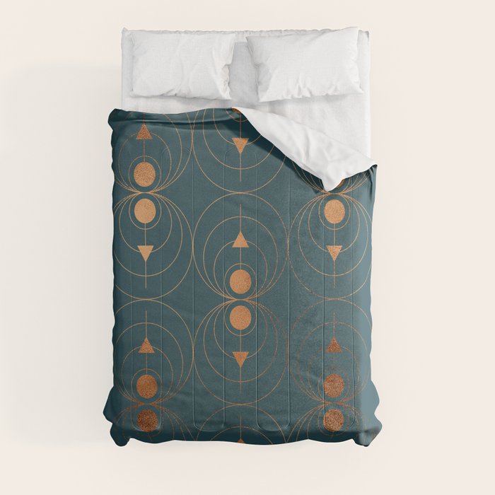 Copper Art Deco on Emerald Comforter Gallery Image 8