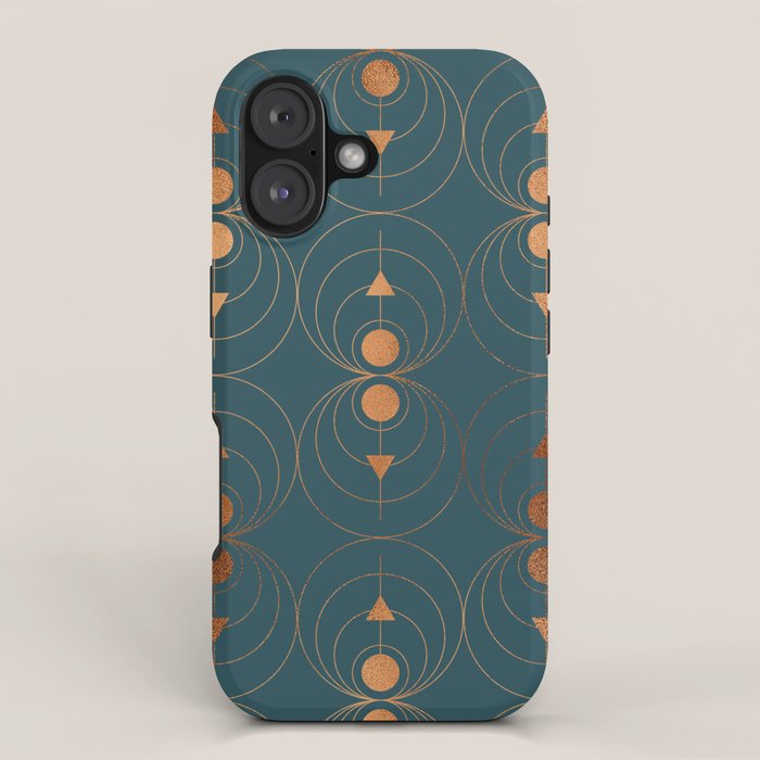 Copper Art Deco on Emerald iPhone Case Gallery Image 1