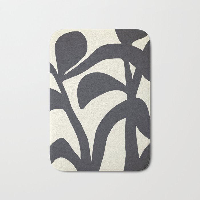 Abstract botanical - black  Bath Mat Gallery Image 1