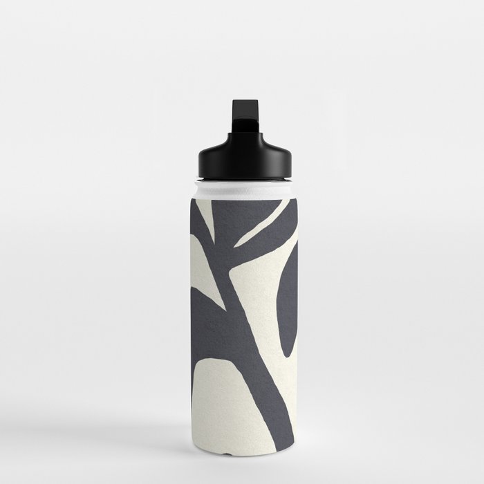 Abstract botanical - black  Water Bottle Gallery Image 3