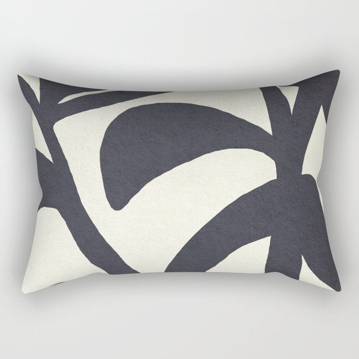 Abstract botanical - black  Rectangular Pillow Gallery Image 1