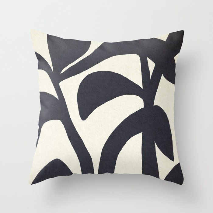 Abstract botanical - black  Throw Pillow Gallery Image 6