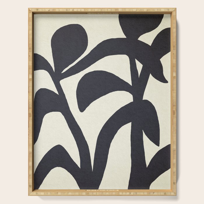 Abstract botanical - black  Serving Tray Gallery Image 1