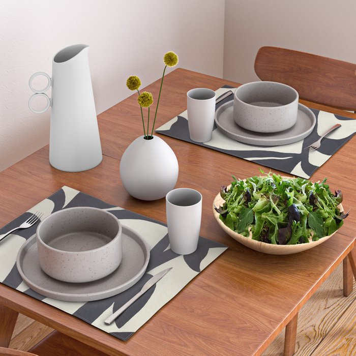 Abstract botanical - black  Placemat Gallery Image 2