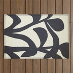Abstract botanical - black  Outdoor Rug Gallery Image 1