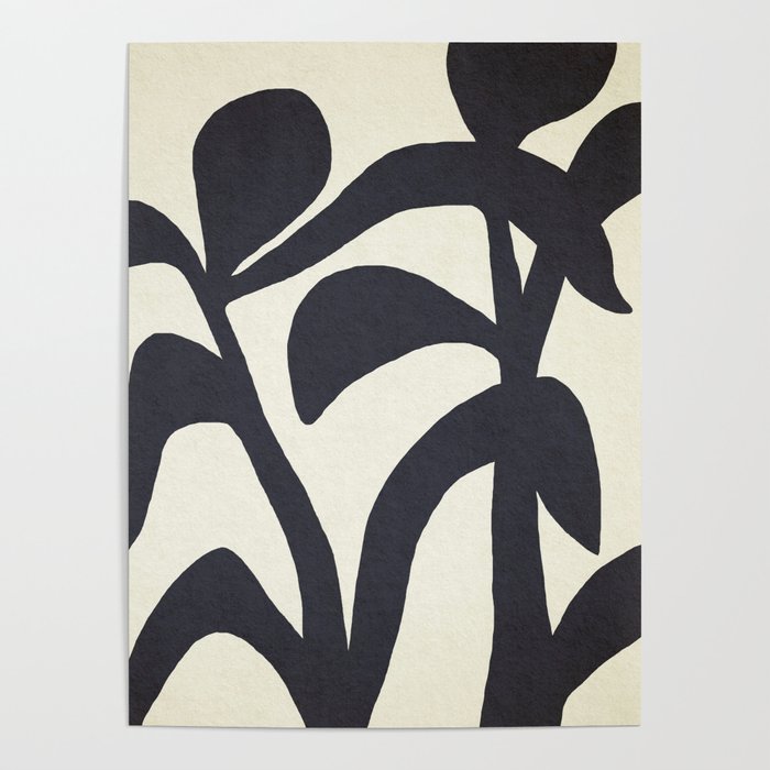 Abstract botanical - black  Poster Gallery Image 1