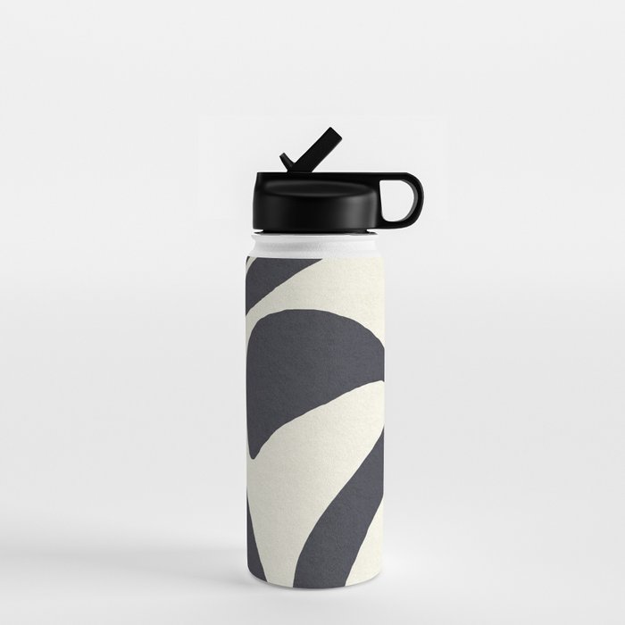 Abstract botanical - black  Water Bottle Gallery Image 1