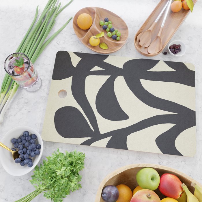 Abstract botanical - black  Cutting Board Gallery Image 2