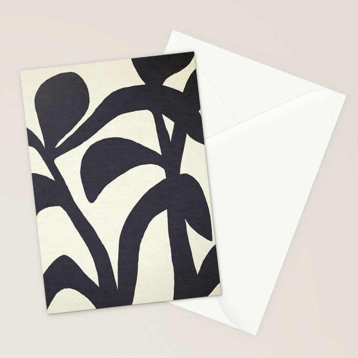 Abstract botanical - black  Stationery Card Gallery Image 2