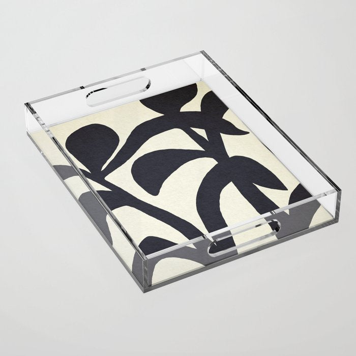 Abstract botanical - black  Acrylic Tray Gallery Image 1
