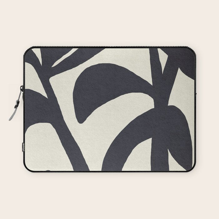 Abstract botanical - black  Laptop Sleeve Gallery Image 1