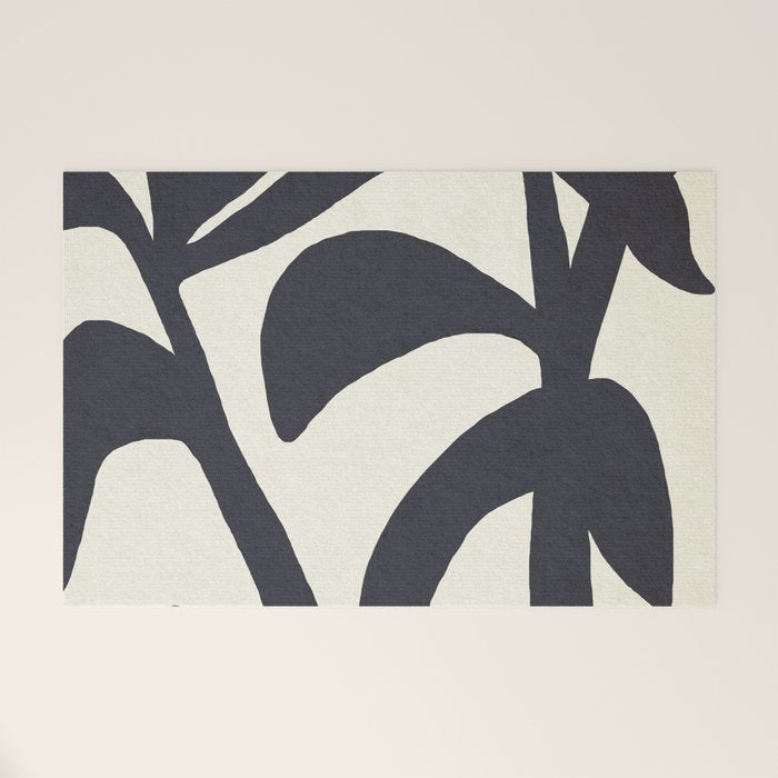 Abstract botanical - black  Welcome Mat Gallery Image 1
