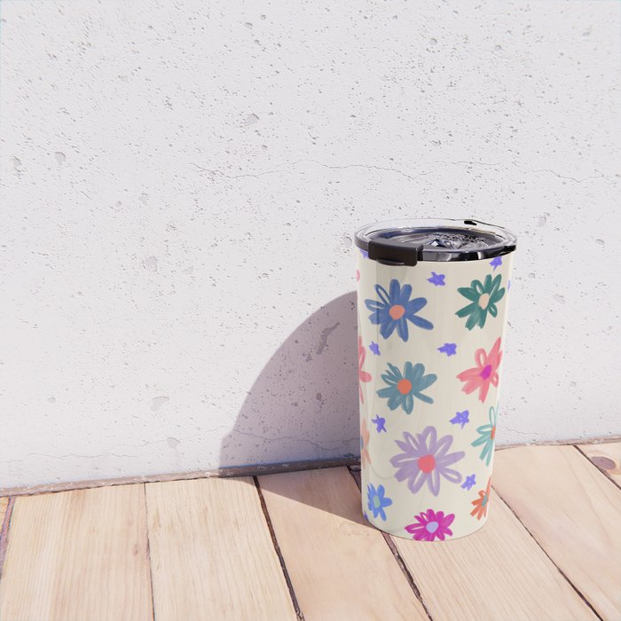 Bright Flowers and Stars Travel Mug Gallery Image 4