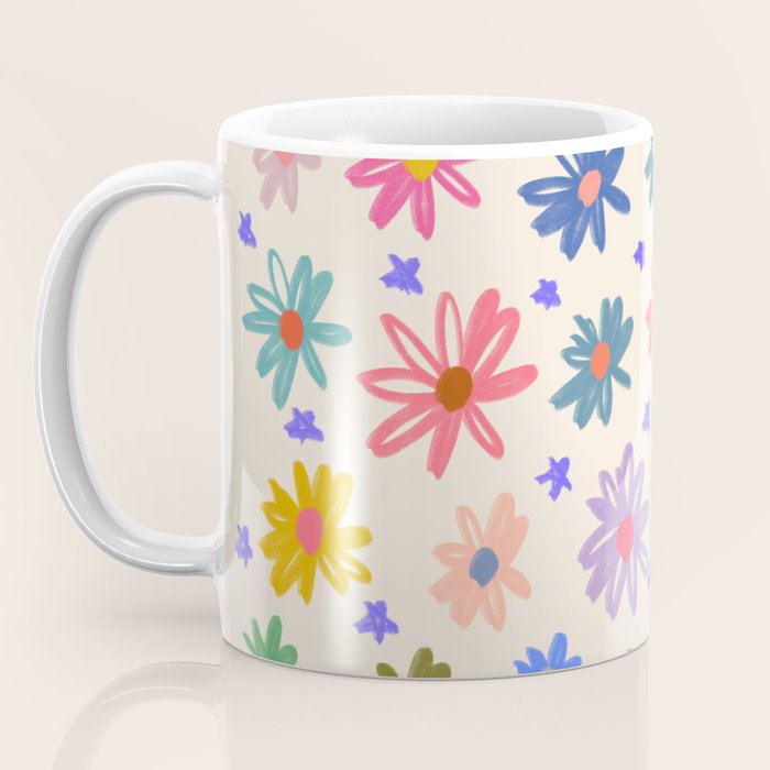 Bright Flowers and Stars Coffee Mug Gallery Image 3