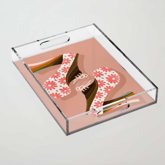 Disco Platforms - Blush & White Acrylic Tray Gallery Image 1