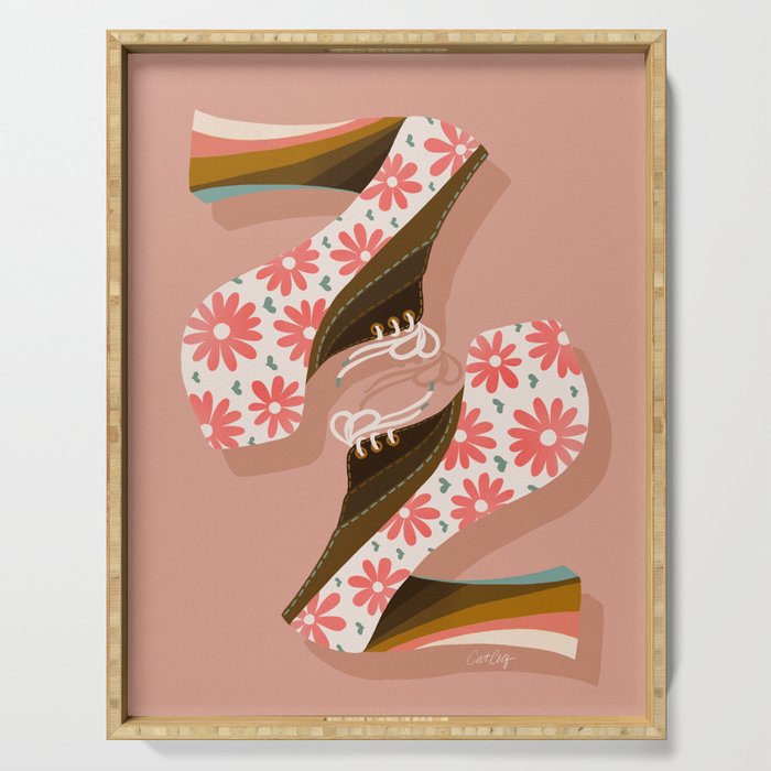 Disco Platforms - Blush & White Serving Tray Gallery Image 1