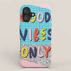 Check it - good vibes happy smiles fun modern memphis throwback art 1980's 80's 80s 1980s 1980 neon  iPhone Case Gallery Image 1