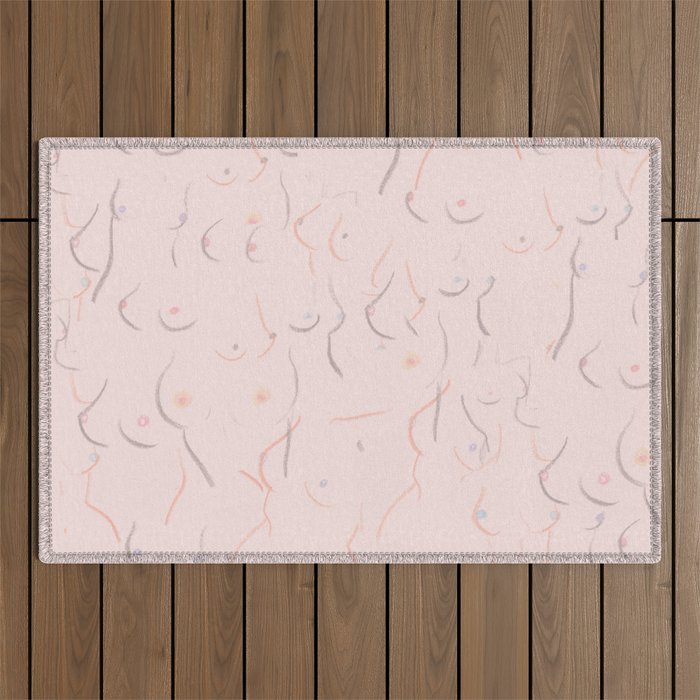 Breasts in Millennial Pink Outdoor Rug Gallery Image 1