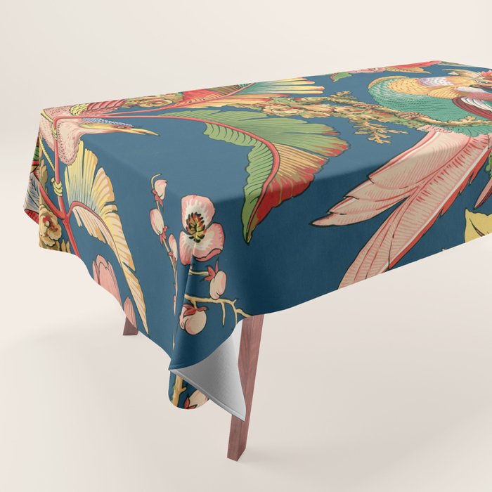 Antique French Chinoiserie in Blue Tablecloth Gallery Image 1