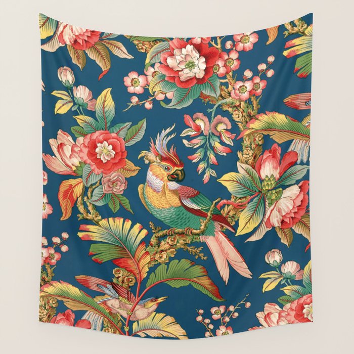Antique French Chinoiserie in Blue Wall Tapestry Gallery Image 4
