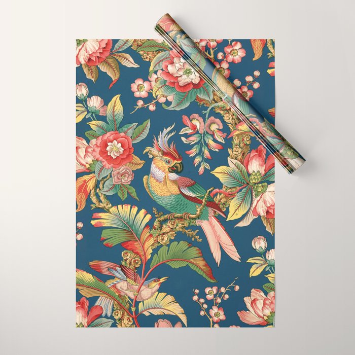 Antique French Chinoiserie in Blue Wrapping Paper Gallery Image 1
