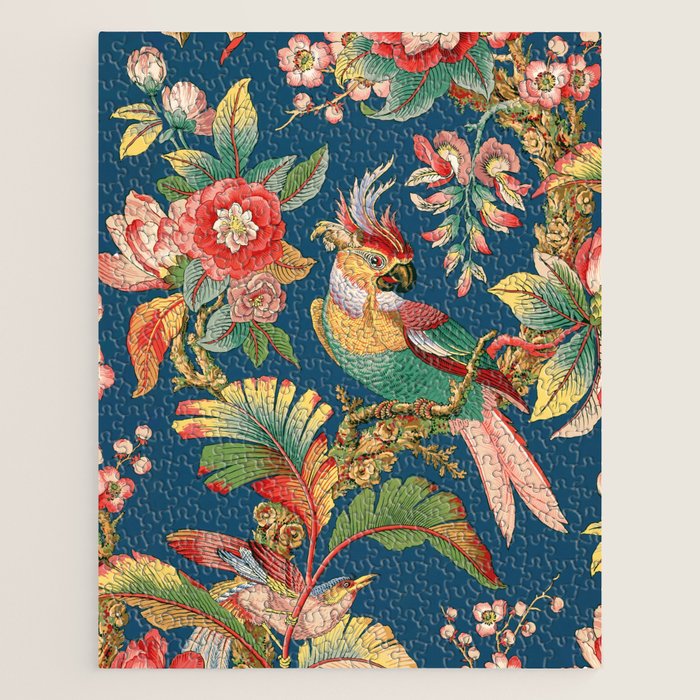 Antique French Chinoiserie in Blue Jigsaw Puzzle Gallery Image 1