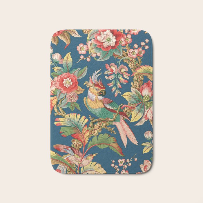 Antique French Chinoiserie in Blue Bath Mat Gallery Image 1